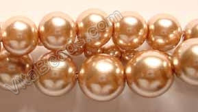 Glass Pearl   -  18  Light Brown  -  Smooth Round  16"