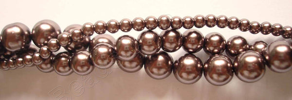 Glass Pearl   -  20  Dark Brown  -  Smooth Round  16"