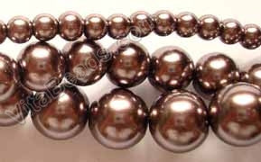 Glass Pearl   -  20  Dark Brown  -  Smooth Round  16"