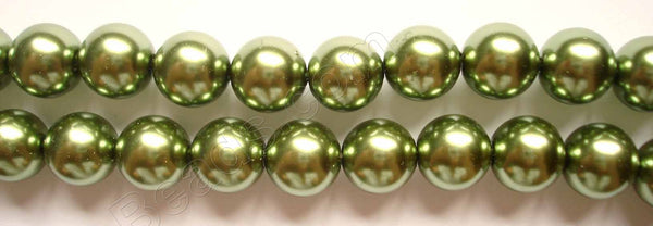 Glass Pearl   -   03 Dark Olive Green   -  Smooth Round  16"