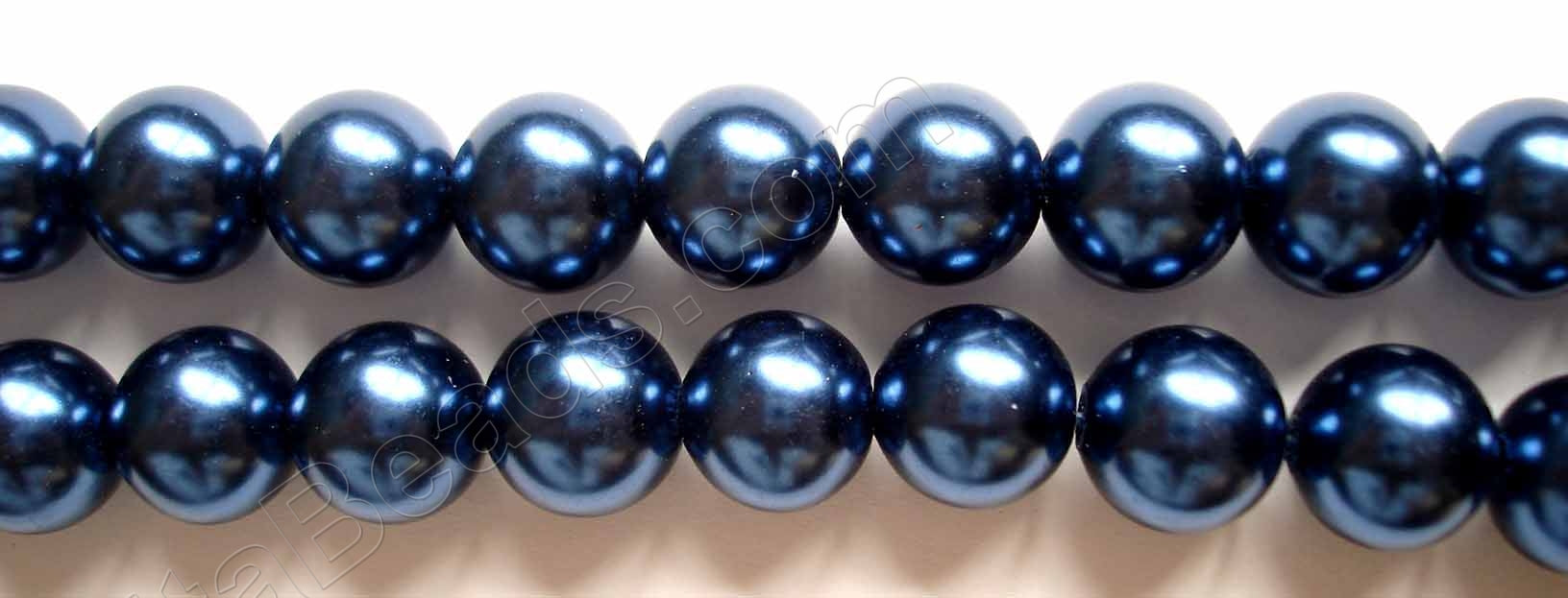 Glass Pearl   -  04 Dark London Blue -  Smooth Round  16"   16mm