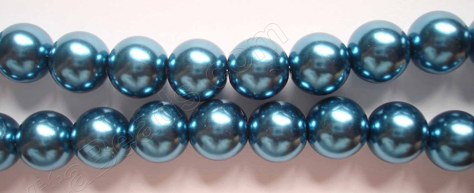 Glass Pearl  -  London Blue - Smooth Round  16"