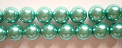 Glass Pearl   -  06 Dark Amazonite Green  -  Smooth Round  16"