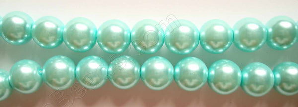 Glass Pearl   -  09 Light Amazonite Green  -  Smooth Round  16"