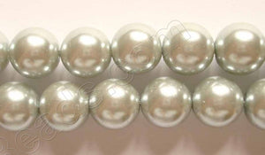 Glass Pearl   -  10  Grey  -  Smooth Round  16"  14mm