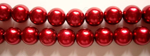 Glass Pearl   -  11 Dark Red  -  Smooth Round  16"