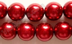 Glass Pearl   -  11 Dark Red  -  Smooth Round  16"