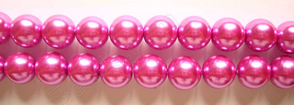 Glass Pearl   -  13  Fuchsia  -  Smooth Round  16"   16mm