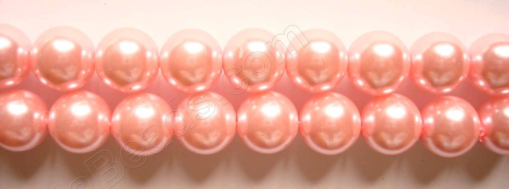 Glass Pearl   -  16  Pink  -  Smooth Round  16"