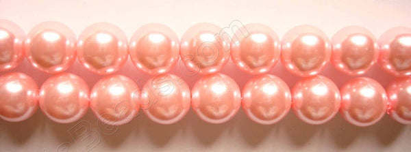 Glass Pearl   -  16  Pink  -  Smooth Round  16"