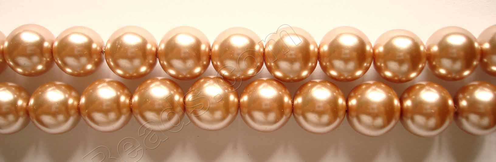 Glass Pearl   -  18 Light Brown  -  Smooth Round  16"   16mm