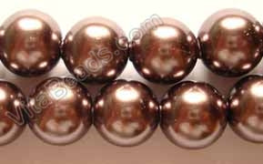 Glass Pearl   -  20 Dark Brown  -  Smooth Round  16"   14mm