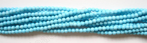 Blue Turquoise Manmade  -  Small Smooth Round 14"   2mm