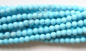 Blue Turquoise Manmade  -  Small Smooth Round 14"   2mm