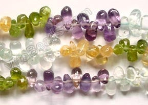 Multi Gems 4 color  -  Plain Teardrop Side Drill 15"    4 x 8 mm