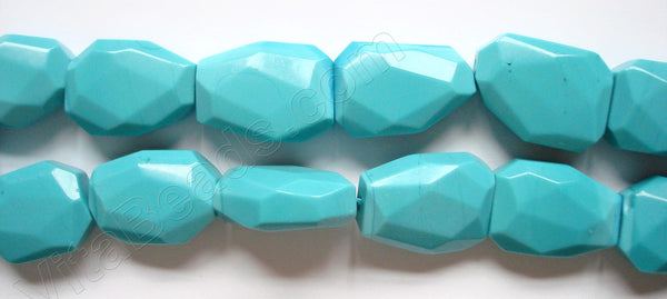 Synthetic Turquoise  -  Irregular Faceted Flat  16"