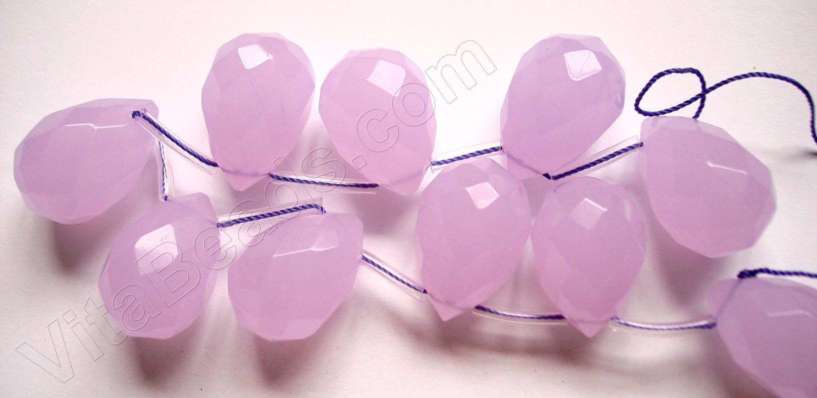 Rosy Chalcedony Quartz  -  18x25mm Faceted Teardrop 8"