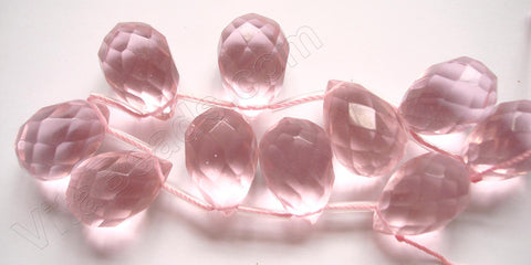 Pink Crystal Quartz  -  18x25mm Faceted Teardrop 8"