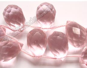 Pink Crystal Quartz  -  18x25mm Faceted Teardrop 8"