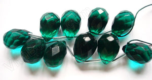 Emerald Crystal Quartz  -  18x25mm Faceted Teardrop 8"
