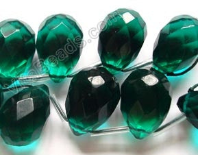 Emerald Crystal Quartz  -  18x25mm Faceted Teardrop 8"