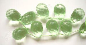 Apple Green Crystal Quartz  -  18x25mm Faceted Teardrop 8"
