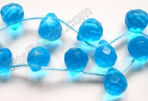 Ocean Blue Crystal Quartz - Faceted Teardrops 16"