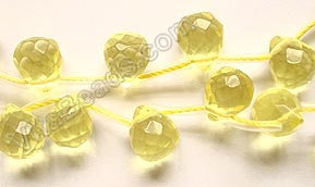 Dark Lemon Crystal Quartz - 9x11mm Faceted Teardrops 16"