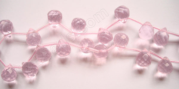 Pink Crystal Quartz - 9x11mm Faceted Teardrops 16"