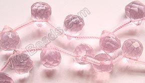 Pink Crystal Quartz - 9x11mm Faceted Teardrops 16"