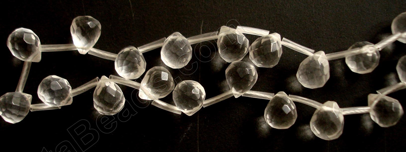 Clear Crystal Quartz - 9x11mm Faceted Teardrops 16"