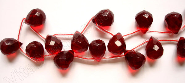 Red Win. Quartz  - 12x16mm Faceted Teardrop 16"