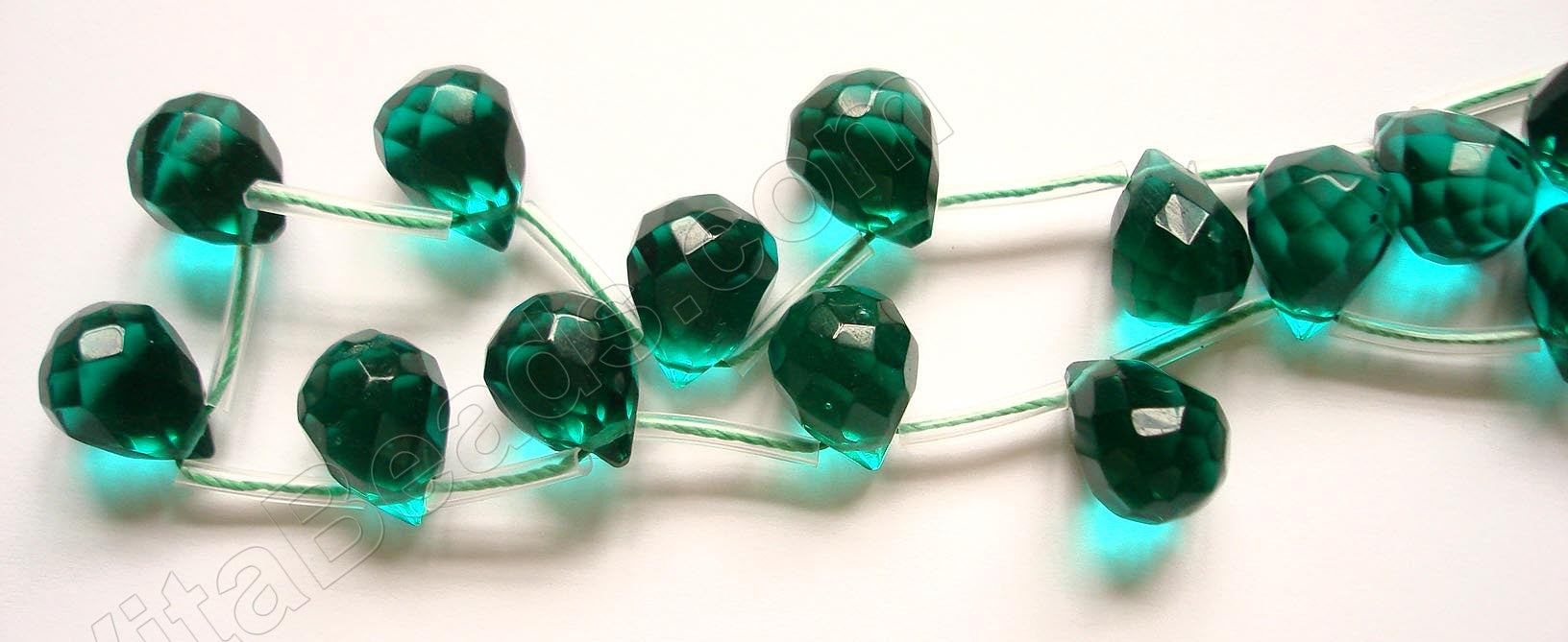 Emerald Crystal Quartz  - 12x16mm Faceted Teardrop 16"