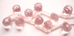 Pink Crystal Quartz  - 12x16mm Faceted Teardrop 16"