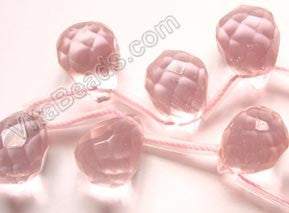 Pink Crystal Quartz  - 12x16mm Faceted Teardrop 16"