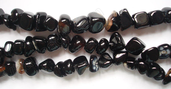 Black Agate  -  Round Chip Nuggets  16"