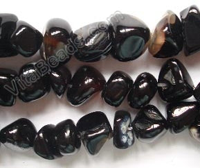 Black Agate  -  Round Chip Nuggets  16"