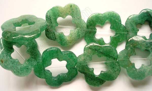 Indian Green Aventurine  -  Flower Donut Strand  16"