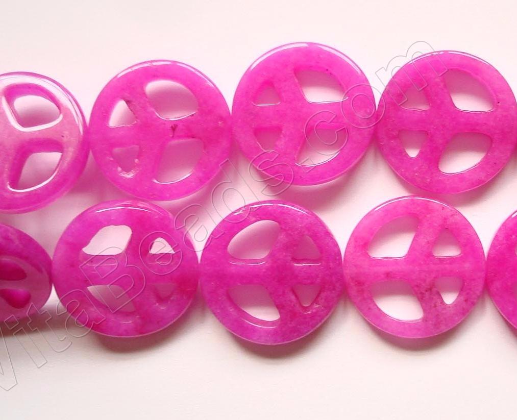 Dyed Jade Fuchsia  -  Peace Sign Coin  16"