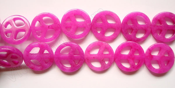 Dyed Jade Fuchsia  -  Peace Sign Coin  16"