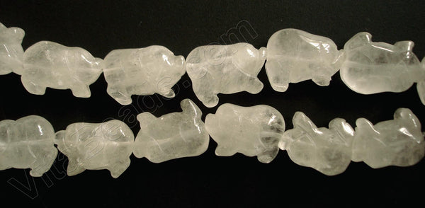 Rock Crystal  - Carved Pig Strand  16"