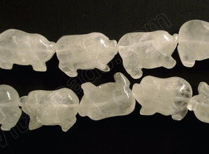 Rock Crystal  - Carved Pig Strand  16"