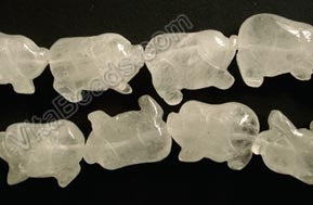 Rock Crystal  - Carved Pig Strand  16"