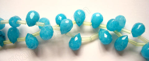 Dyed Jade Aqua Blue - 7x10mm Faceted Teardrops 16"