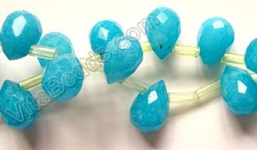 Dyed Jade Aqua Blue - 7x10mm Faceted Teardrops 16"