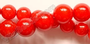 Dyed Jade (Coral Red)  -  Smooth Round  16"