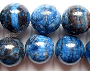 Dyed Blue Zebra Jasper  -  Big Smooth Round Beads  16"