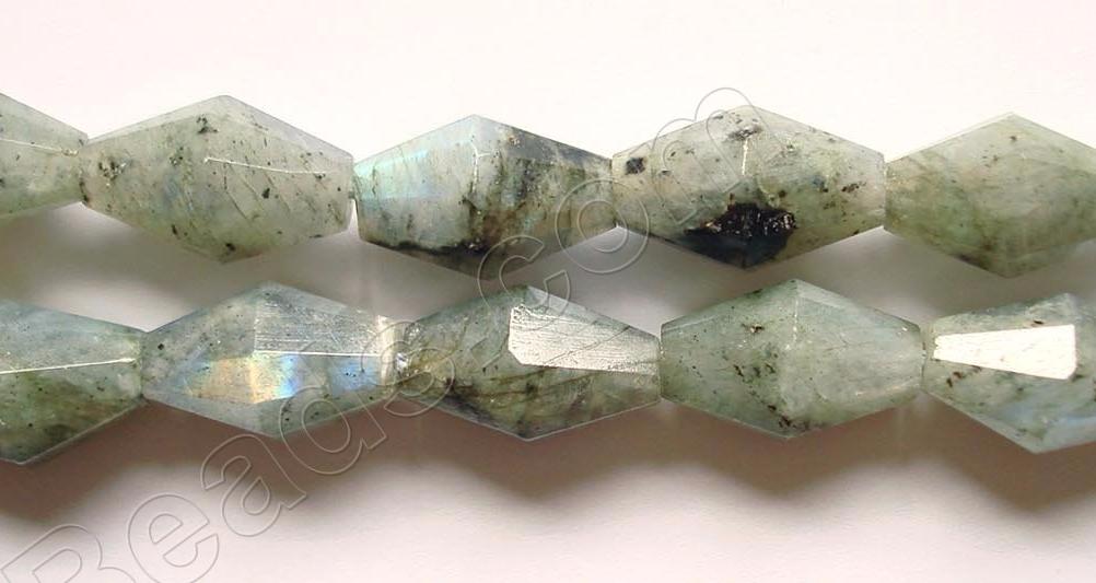 Labradorite A  -  Faceted Long Diamond Rice  16"