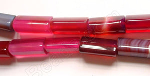 Dyed Sardonix Agate -  Mixed Fuchsia  - 3 side Tube  16"