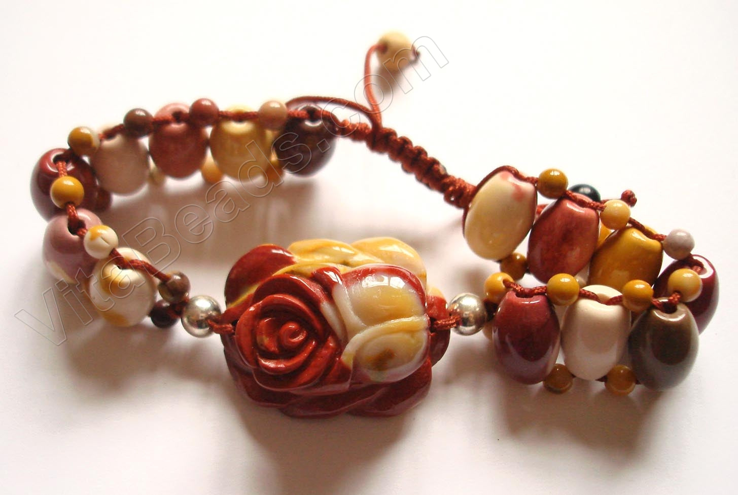 Carved Rose Bracelet - Mookaite